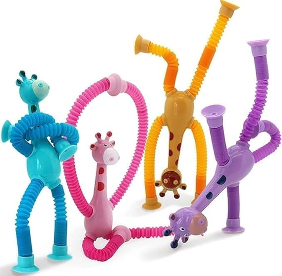 Kit com 4 Girafas Pop It Tubo Estica E Gruda