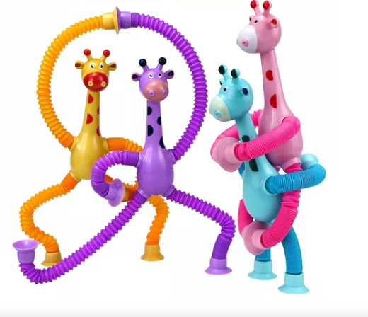 Kit com 4 Girafas Pop It Tubo Estica E Gruda