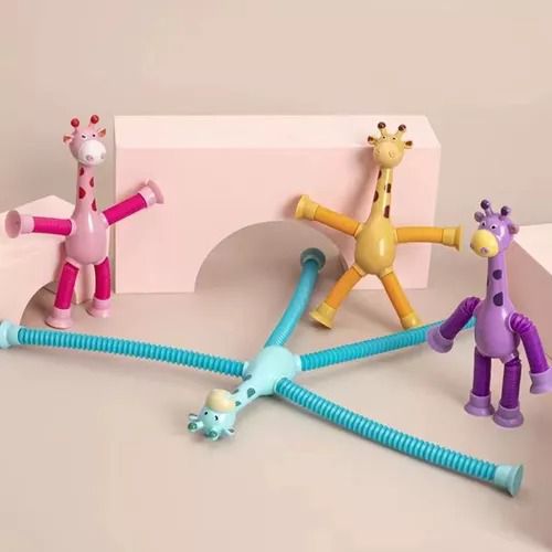 Kit com 4 Girafas Pop It Tubo Estica E Gruda